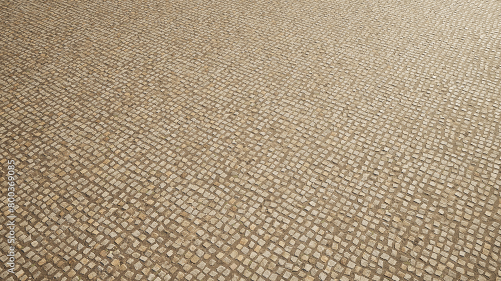 Fototapeta premium Concept conceptual solid beige background of cobblestone texture floor as a modern pattern layout. A 3d illustration metaphor for construction, architecture, urban and interior design