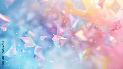 A background with pastel colored triangles and squares floating in the air, creating an abstract design that adds energy to your presentation AI photo