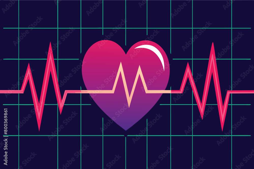 A heart is shown on a graph with a red line going through it A heart is shown on a graph with a red line going through it