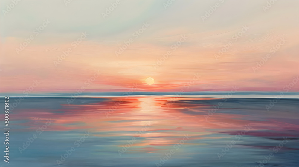 A calming sunset painting with a minimalist palette, evoking a sense of peace and relaxation.


