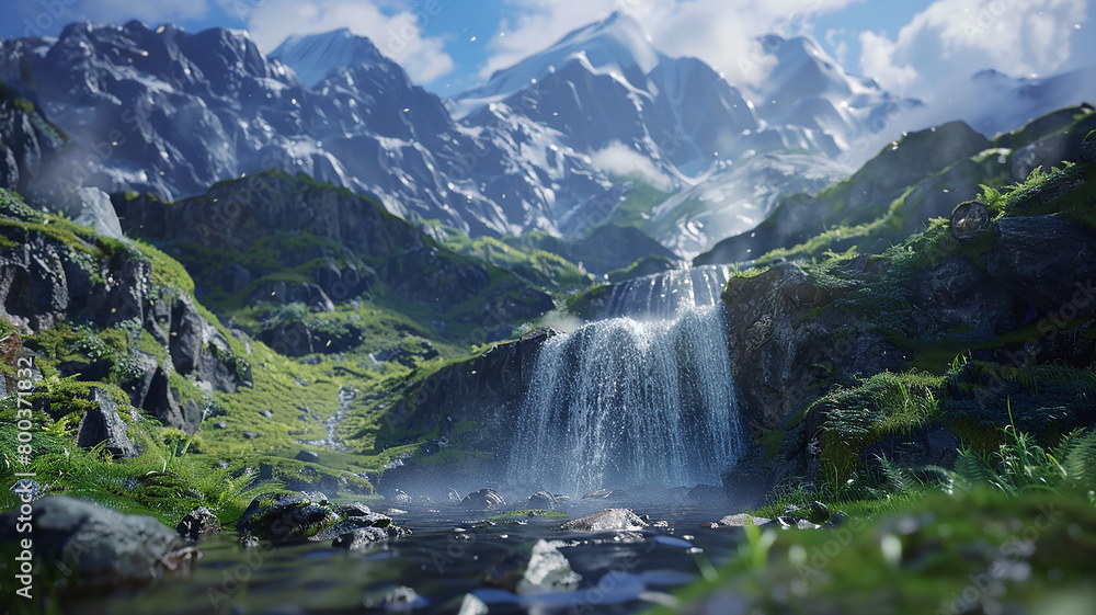 Fototapeta premium Waterfall From The Mountain