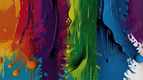 Rainbow color paint splash background. Exploding liquid paint copyspace. Colorful wet paint splashes