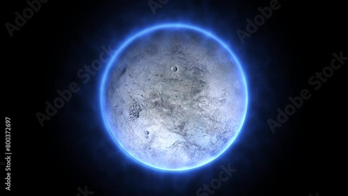 Glowing Eres factional planet with night and day photo