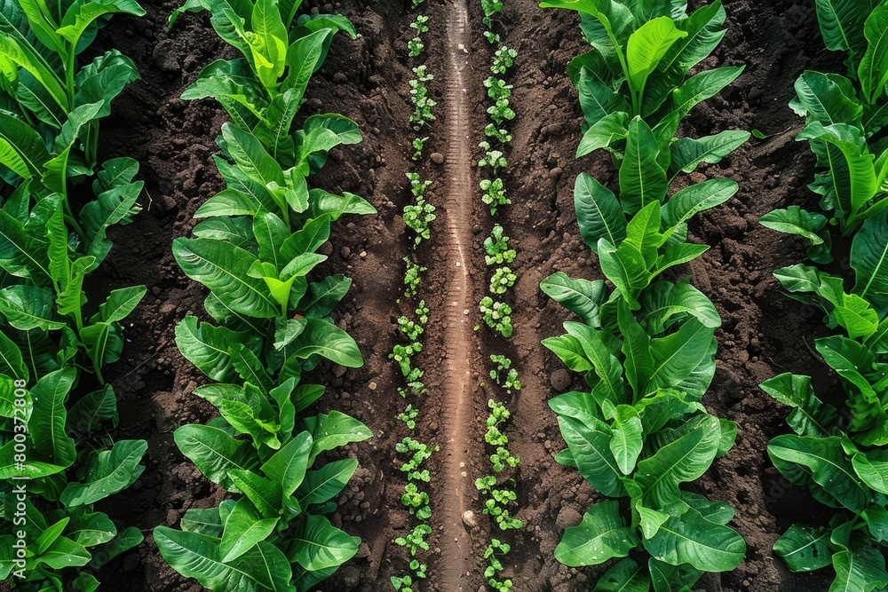 Obraz premium beautiful farmland with plowed field on a sunny day professional photography