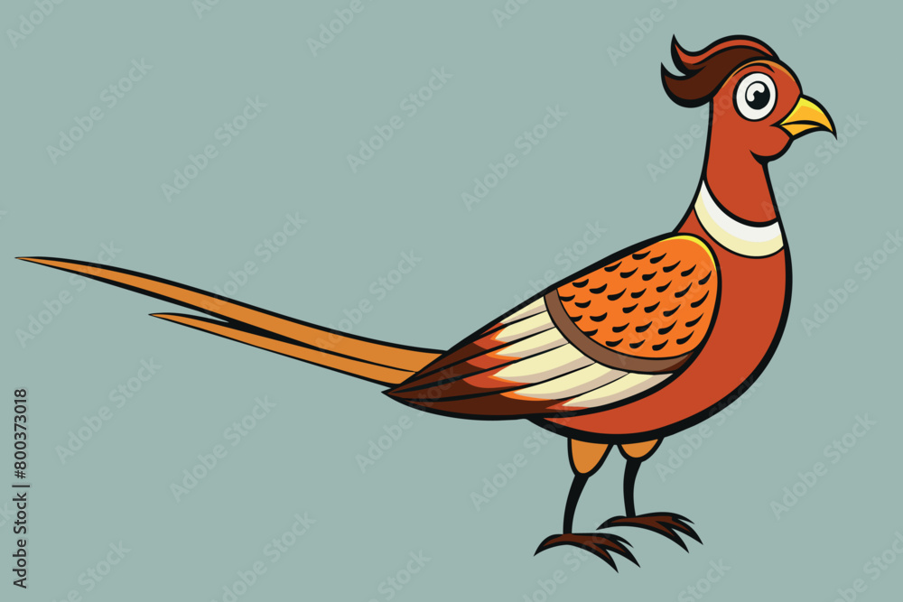 Obraz premium A cartoon bird with a red head and orange feathers stands on a blue background