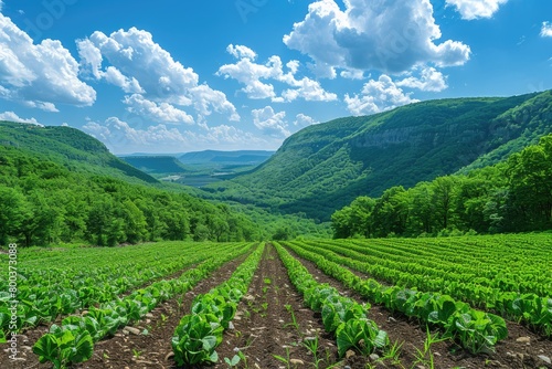 beautiful farmland with plowed field on a sunny day professional photography