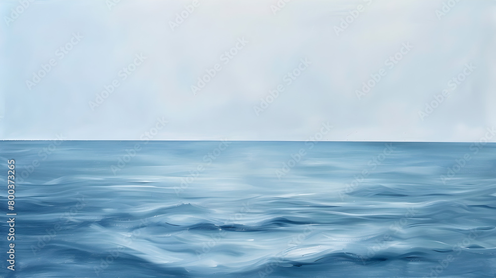 A minimalist seascape painting capturing the essence of calmness with subtle waves and a serene horizon.


