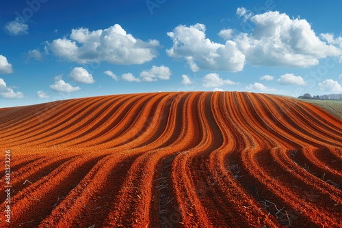 beautiful farmland with plowed field on a sunny day professional photography