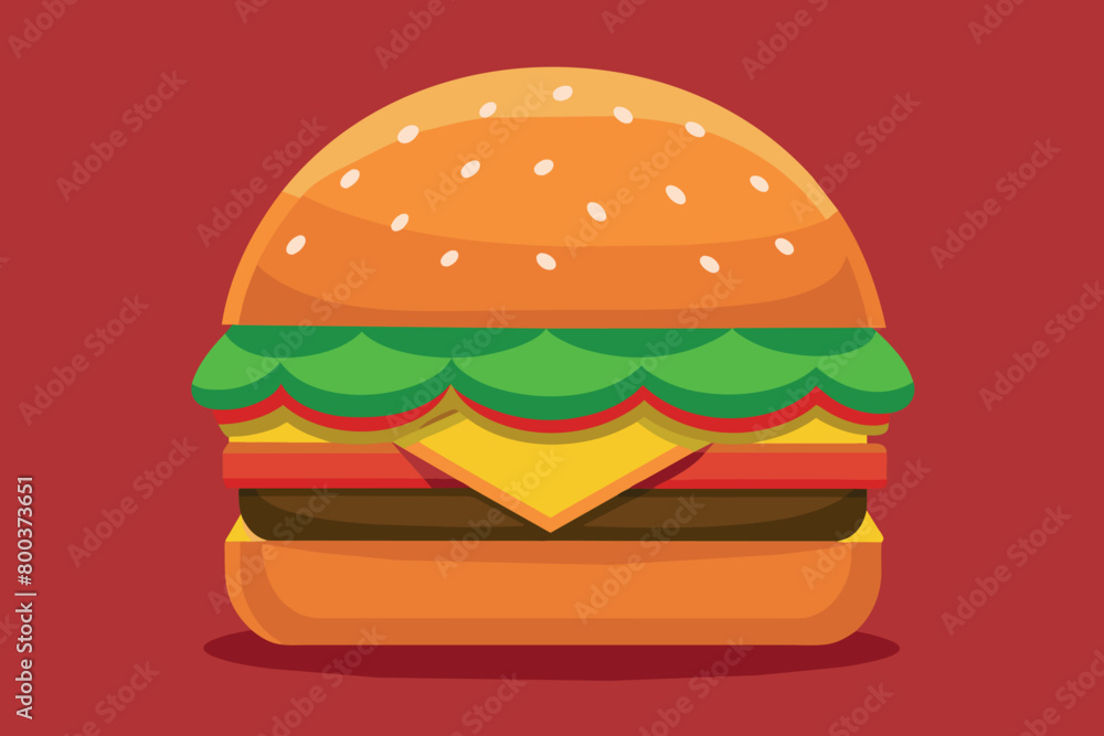 A cartoon hamburger with lettuce and cheese on top A cartoon hamburger with lettuce and cheese on top