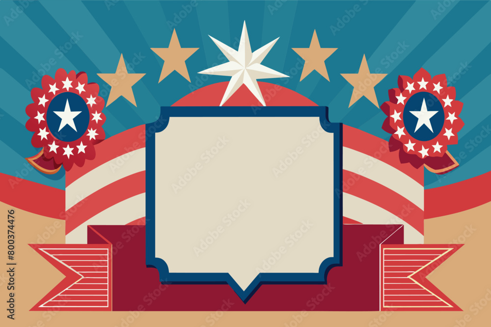 Obraz premium A patriotic banner with stars and a white frame