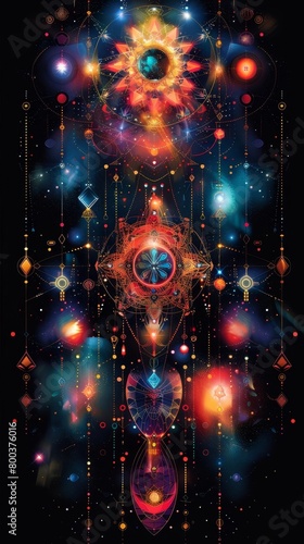 Captivating Cosmic Kaleidoscope - Surreal Swirling Celestial Motifs in Vibrant Hues