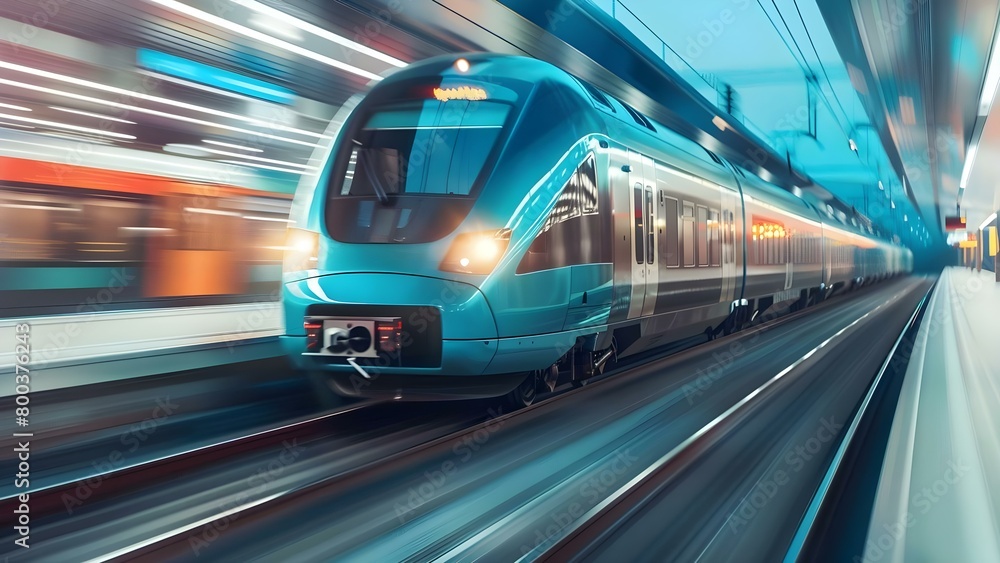 Efficient Travel: Magnetic Trains Use Eco-Friendly Technology to Navigate Diverse Landscapes During Daylight. Concept Eco-Friendly Technology, Magnetic Trains, Efficient Travel, Diverse Landscapes
