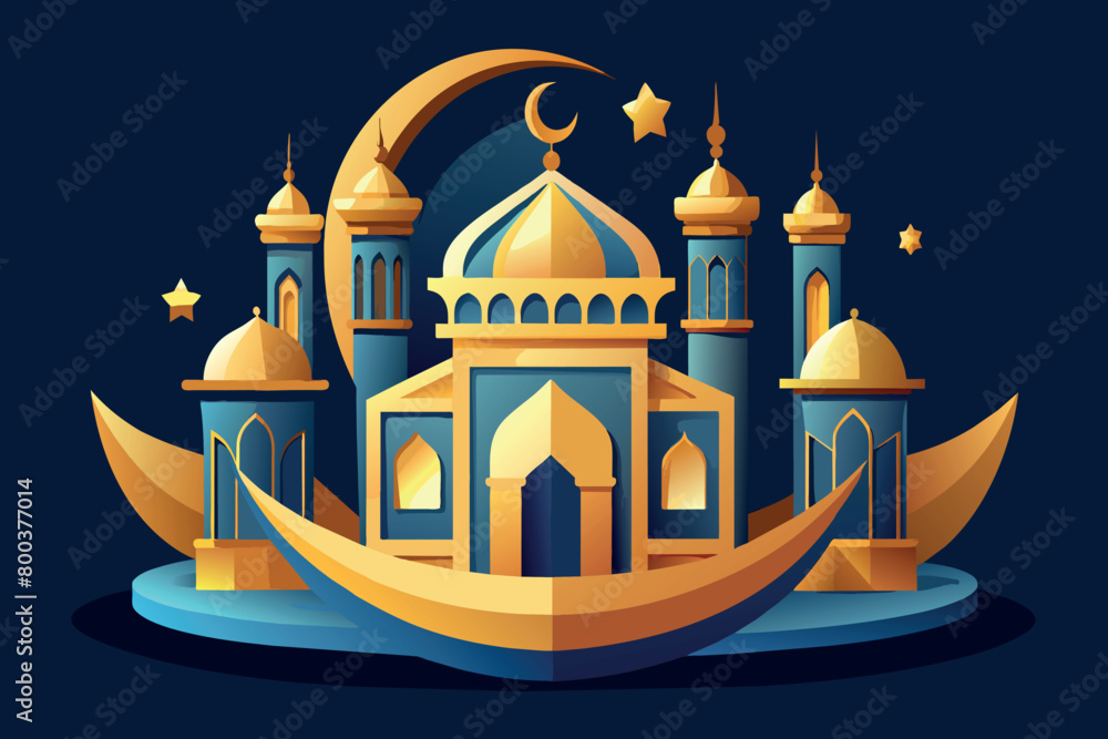 A beautiful blue and gold building with a large dome