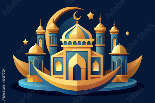 A beautiful blue and gold building with a large dome