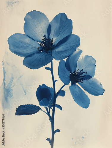 blue cyanotype flower photography