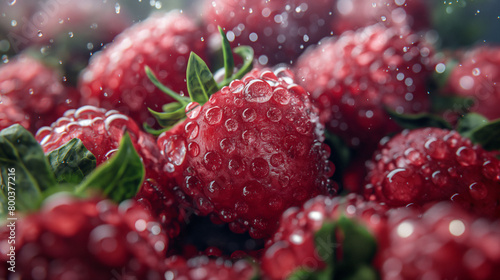 Banner Frest Rpie Sour Fruits  A pile of red strawberry  covered in water droplets  looks delicious and tempting