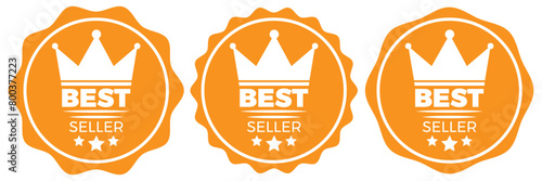 Set of yellow best seller stickers, badges, labels vector illustration. Vintage Bestseller Vector Icons. 11:11