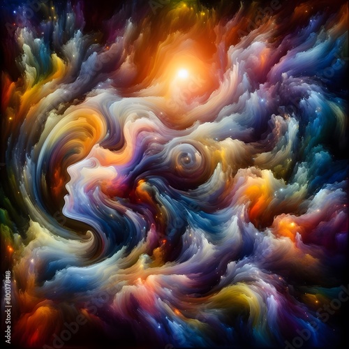 Abstract colorful shapes  Ethereal Echo swirling  dreamlike atmosphere © MDSAIDE