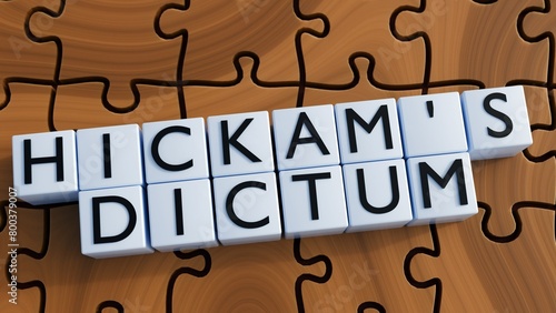 3D rendering of Hickam's dictum and jigsaw puzzle, Hickam's dictum  is a counterargument to the use of Occam's razor in the medical profession photo