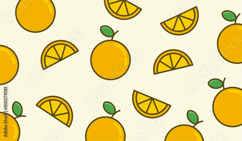 Cute orange fruits pattern background vector design