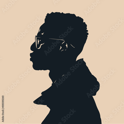 Black African man silhouette vector illustration on isolated background