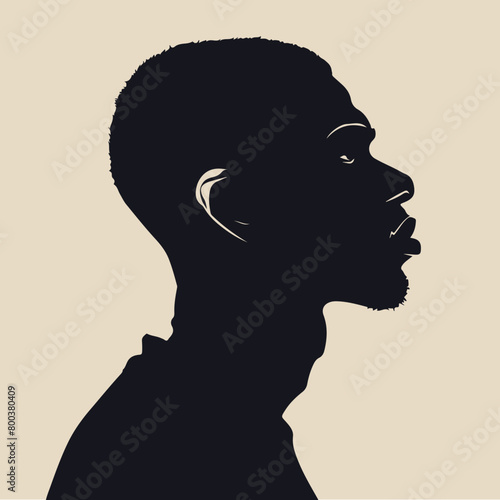 Black African man silhouette vector illustration on isolated background