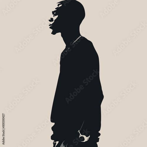 Black African man silhouette vector illustration on isolated background