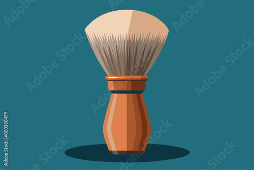 A close up of a brush with a brown handle