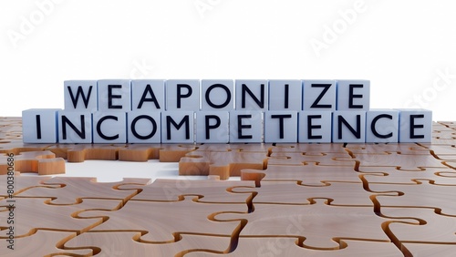 3D Rendering of Weaponized incompetence, also known as strategic incompetence with uncomplete jigsaw pieces  photo