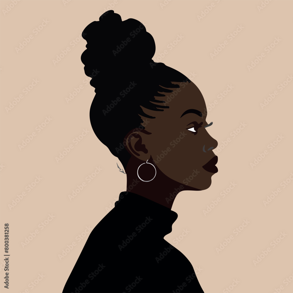 Black African woman silhouette vector illustration on isolated background Black African woman silhouette vector illustration on isolated background