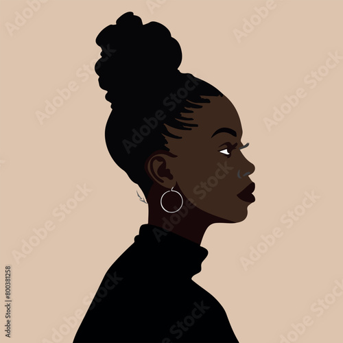 Black African woman silhouette vector illustration on isolated background © Generative Ai