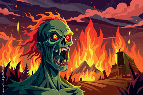 A zombie monster with red eyes