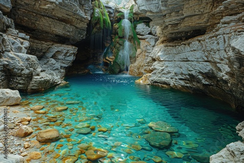 calm beautiful waterfall on a sunny day professional photography © NikahGeh