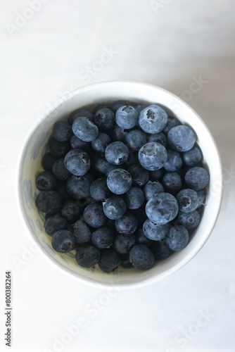 box with fresh blueberries seen from above, Top view (ID: 800382264)