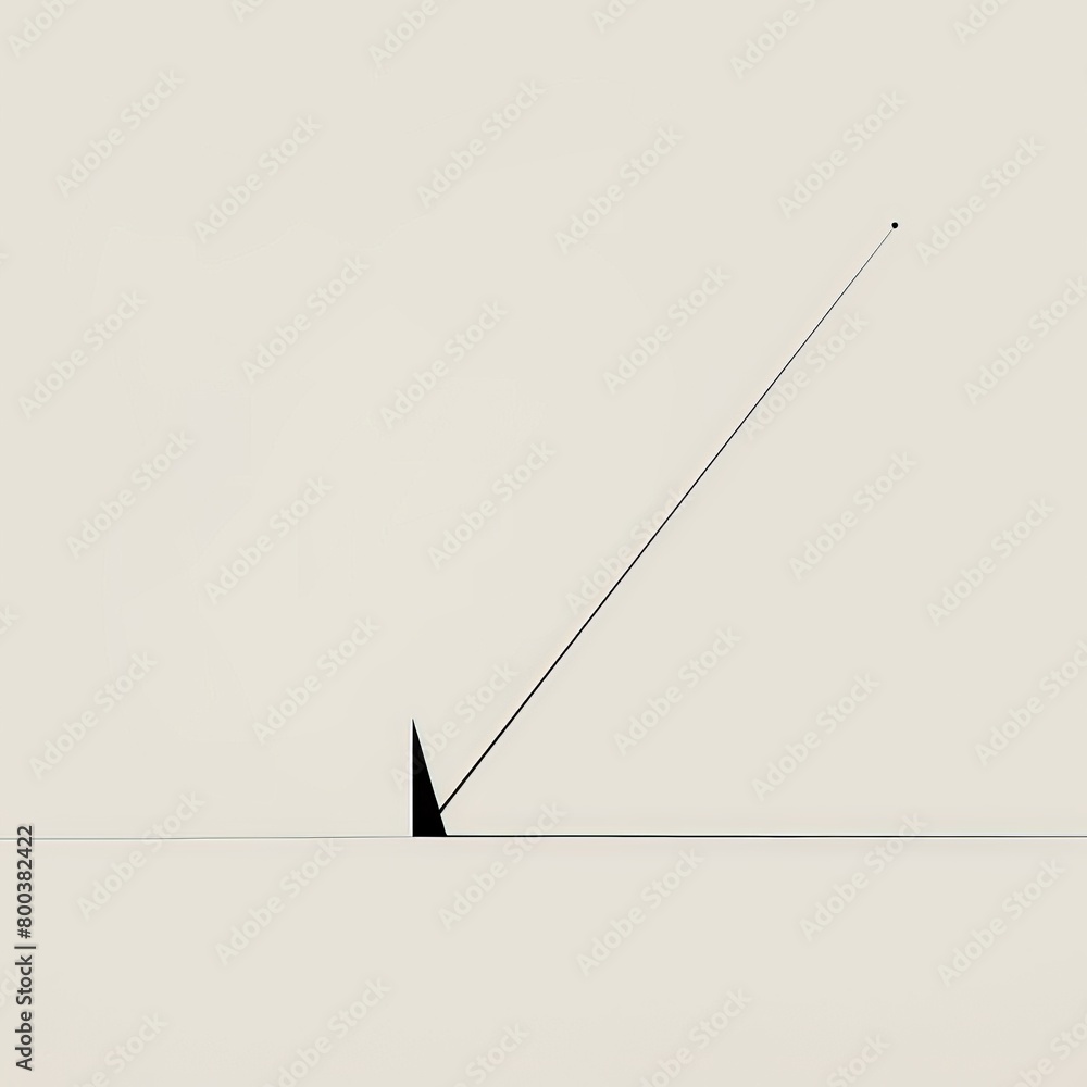 Fototapeta premium A minimalist line art composition with a single, upwardpointing arrow, symbolizing progress, growth, and advancement in the future 
