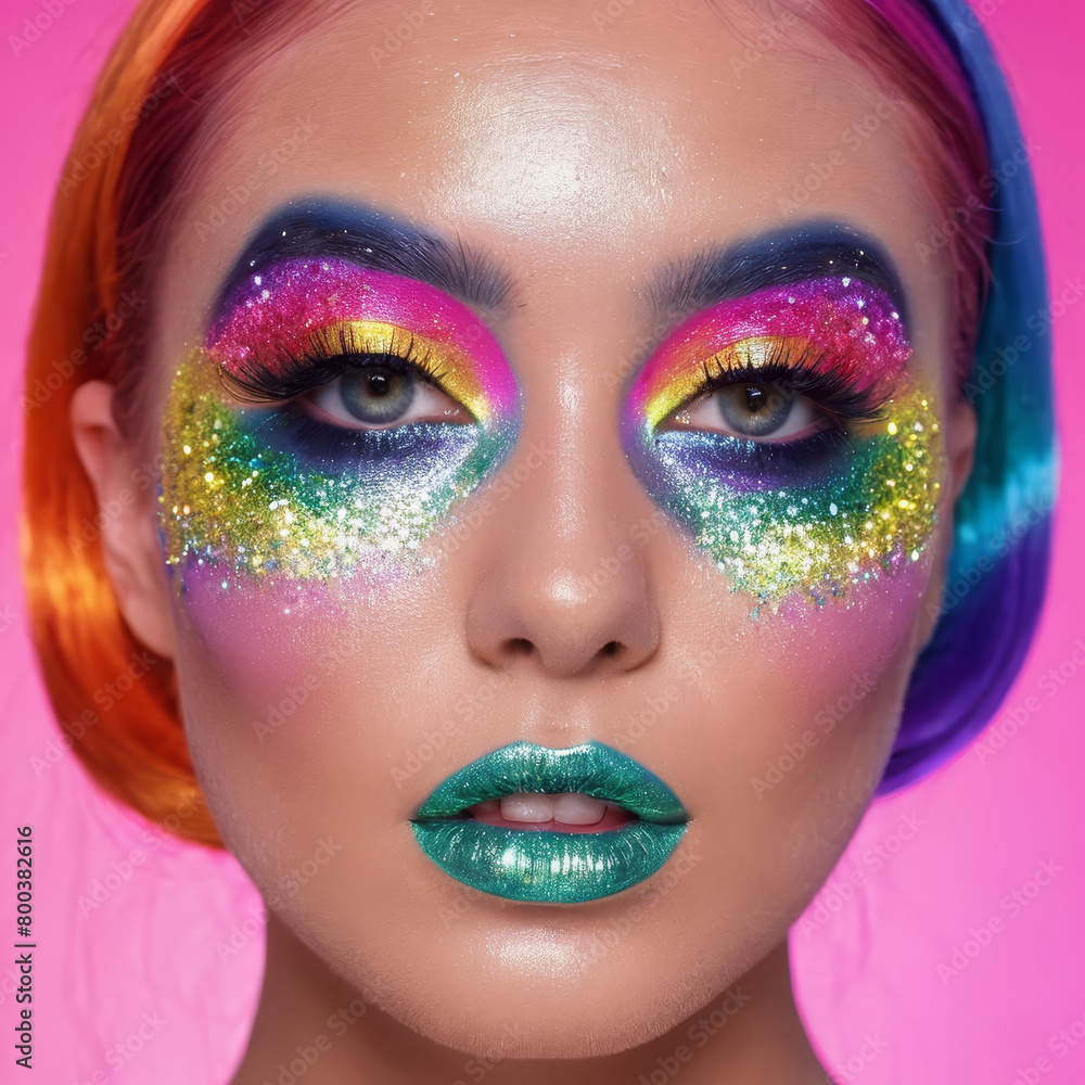 portrait of a woman with colorful makeup