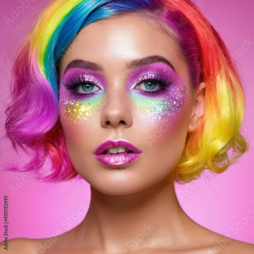 portrait of a woman with colorful makeup