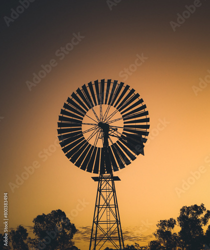 windmill in sunset