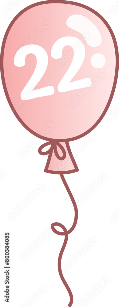 Pink balloon for happy birthday date 22 with transparent background Pink balloon for happy birthday date 22 with transparent background