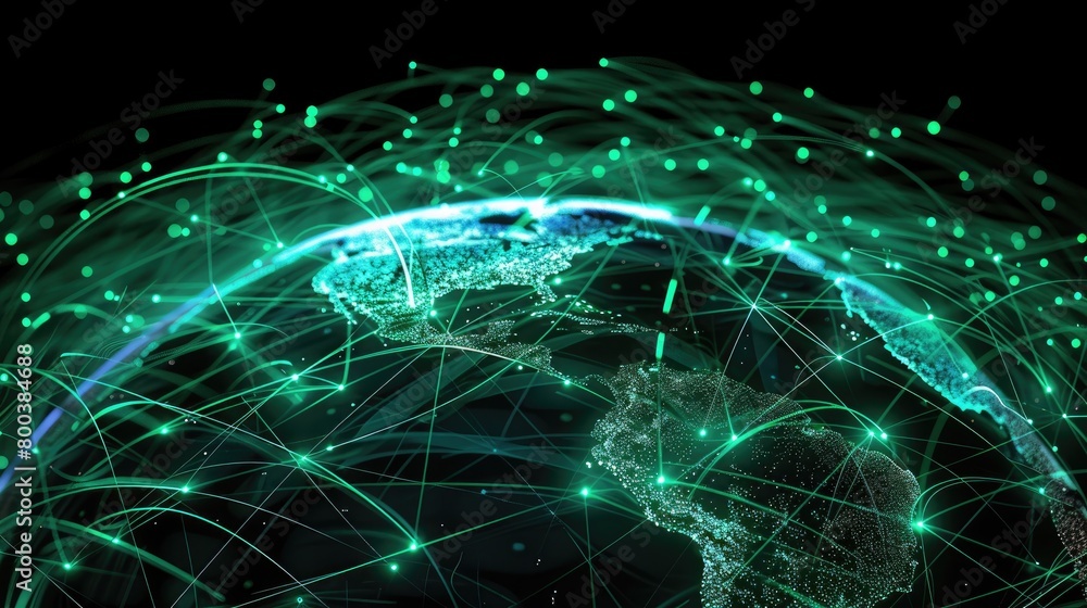 A striking green global internet network background illustrates the expansive reach of digital connections. A striking green global internet network background illustrates the expansive reach of digital connections.