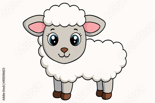 A cartoon sheep with a big smile on its face