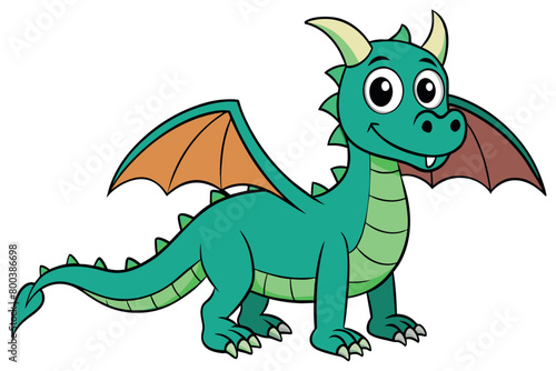 A cartoon dragon with a smile on its face