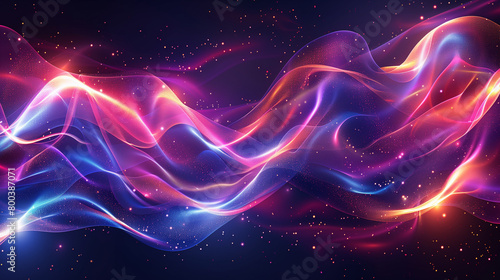 Modern Trendy Abstract Design futuristic Fluid and Flowing Waves. neon red and blue electric fusion. Fluid and Flowing Visuals. © Dinusha