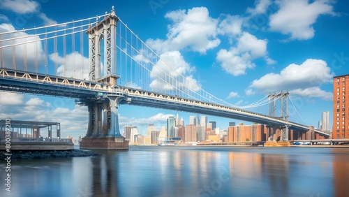 Sunny Day View of Manhattan Bridge in Dumbo, Brooklyn, NYC. Concept Travel, Photography, Sightseeing, Landmarks, New York City © Ян Заболотний