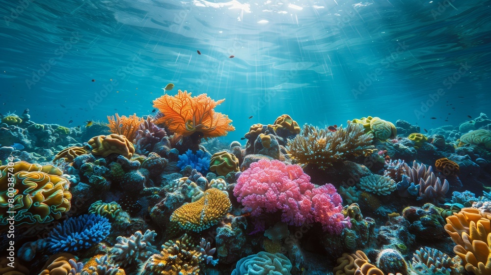 Naklejka premium Colorful Coral Reef Ecosystem, generative ai