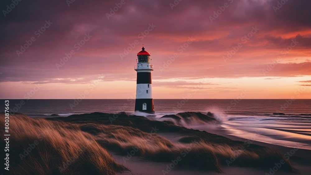 lighthouse at sunset Lighthouse at talacre,  in the afterglow following a storm at sea 