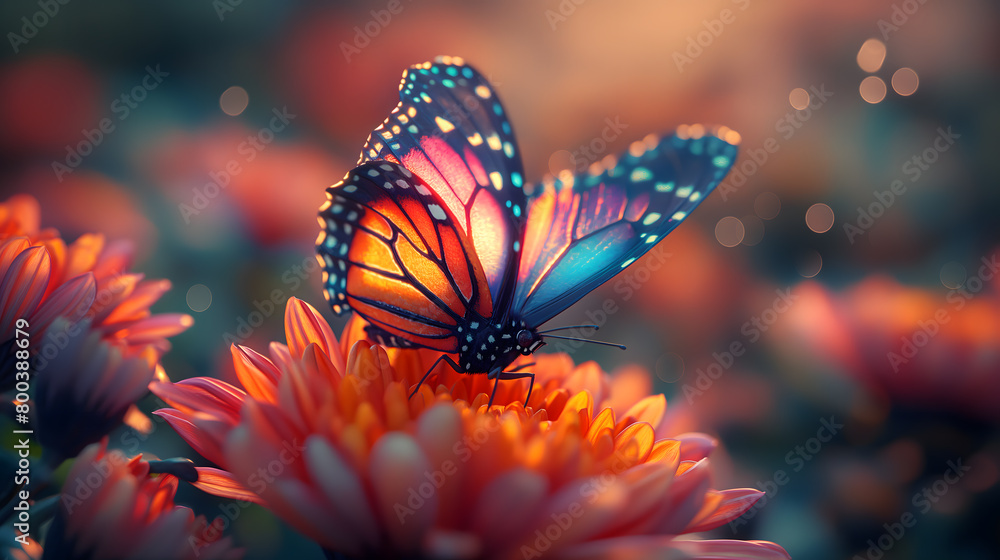 Vibrant Close-Up of a Monarch Butterfly on Orange Flowers Vibrant Close-Up of a Monarch Butterfly on Orange Flowers