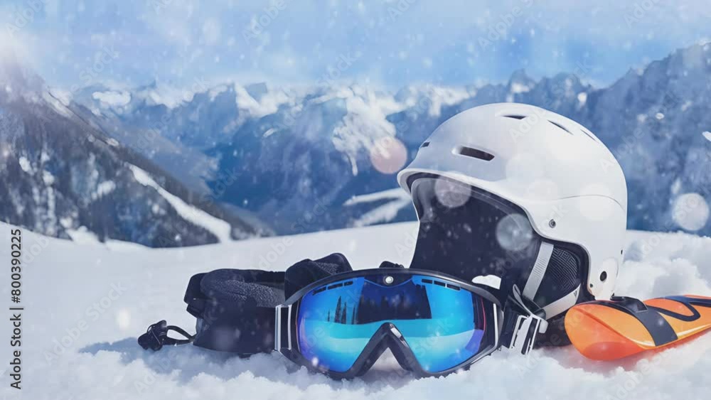 ski sports equipment on a snowy mountain ski sports equipment on a snowy mountain