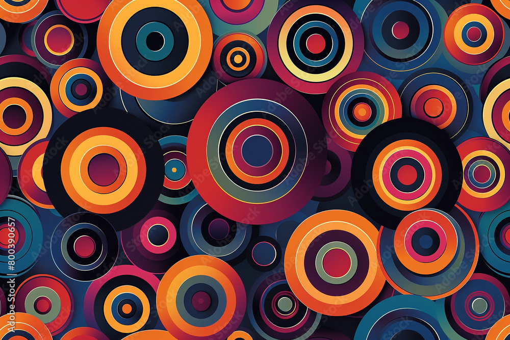 abstract vibrant pattern with circles, geometric background