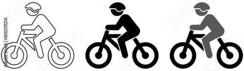 Simple cycling icon illustration design, flat cyclist symbol template vector. Minimalist retro bicycle, mountain bike, downhill sport logo design vector template